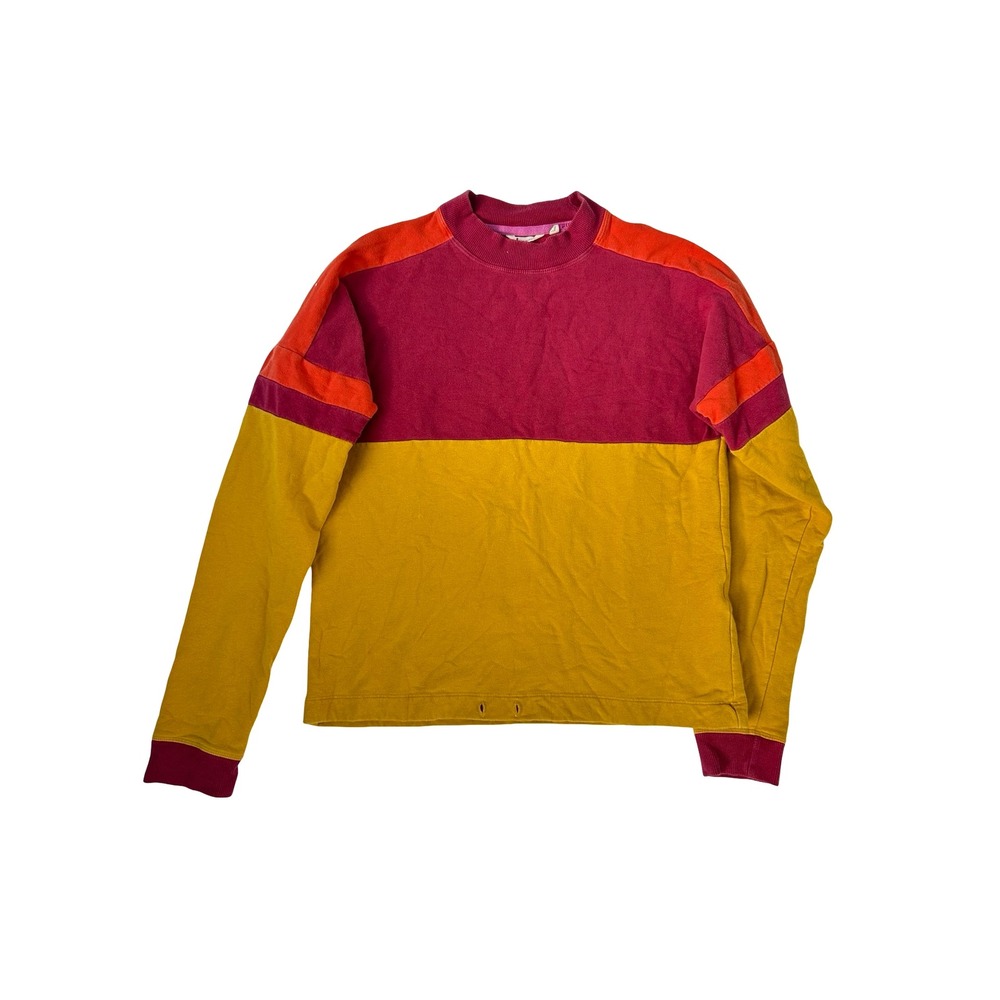 Cotopaxi Colorblock Sweatshirt Small Maroon Mustard Orange Long Sleeve Pullover